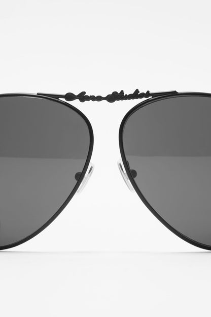 Metal aviator sunglasses - Black/black