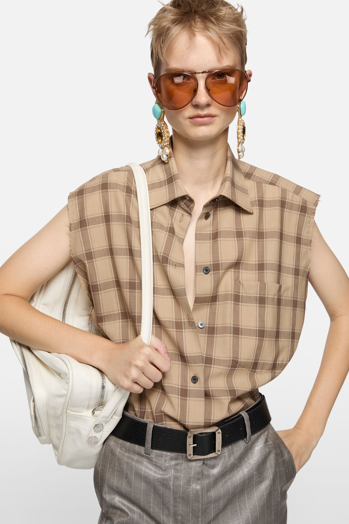 Metal aviator sunglasses - Brown/orange