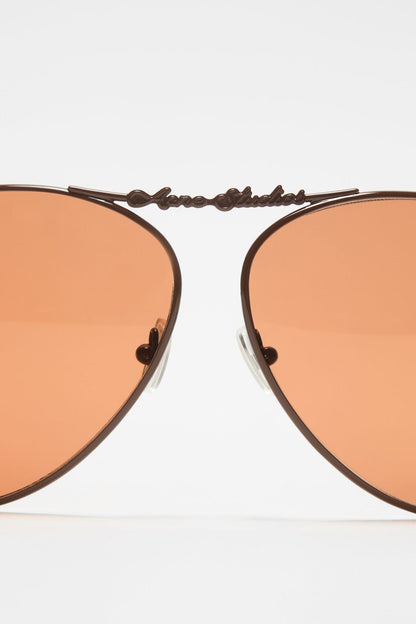 Metal aviator sunglasses - Brown/orange