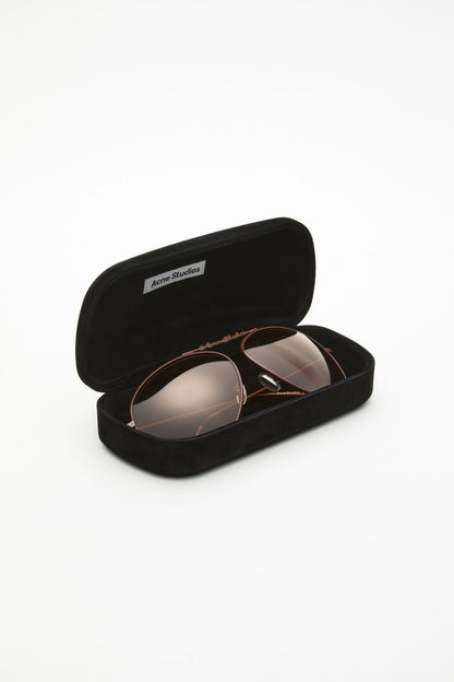 Metal aviator sunglasses - Brown/orange