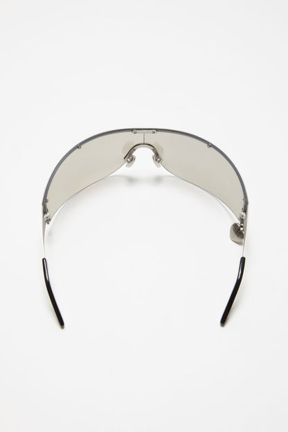Metal shield sunglasses - Silver/transparent