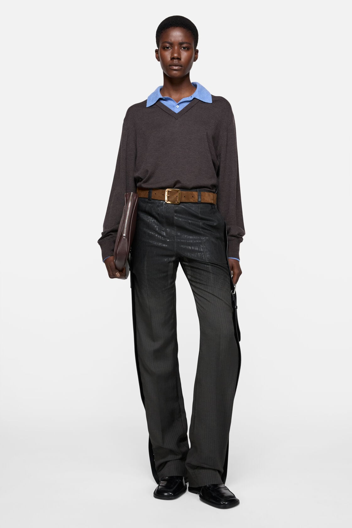 Reversible leather belt - Cognac brown/black