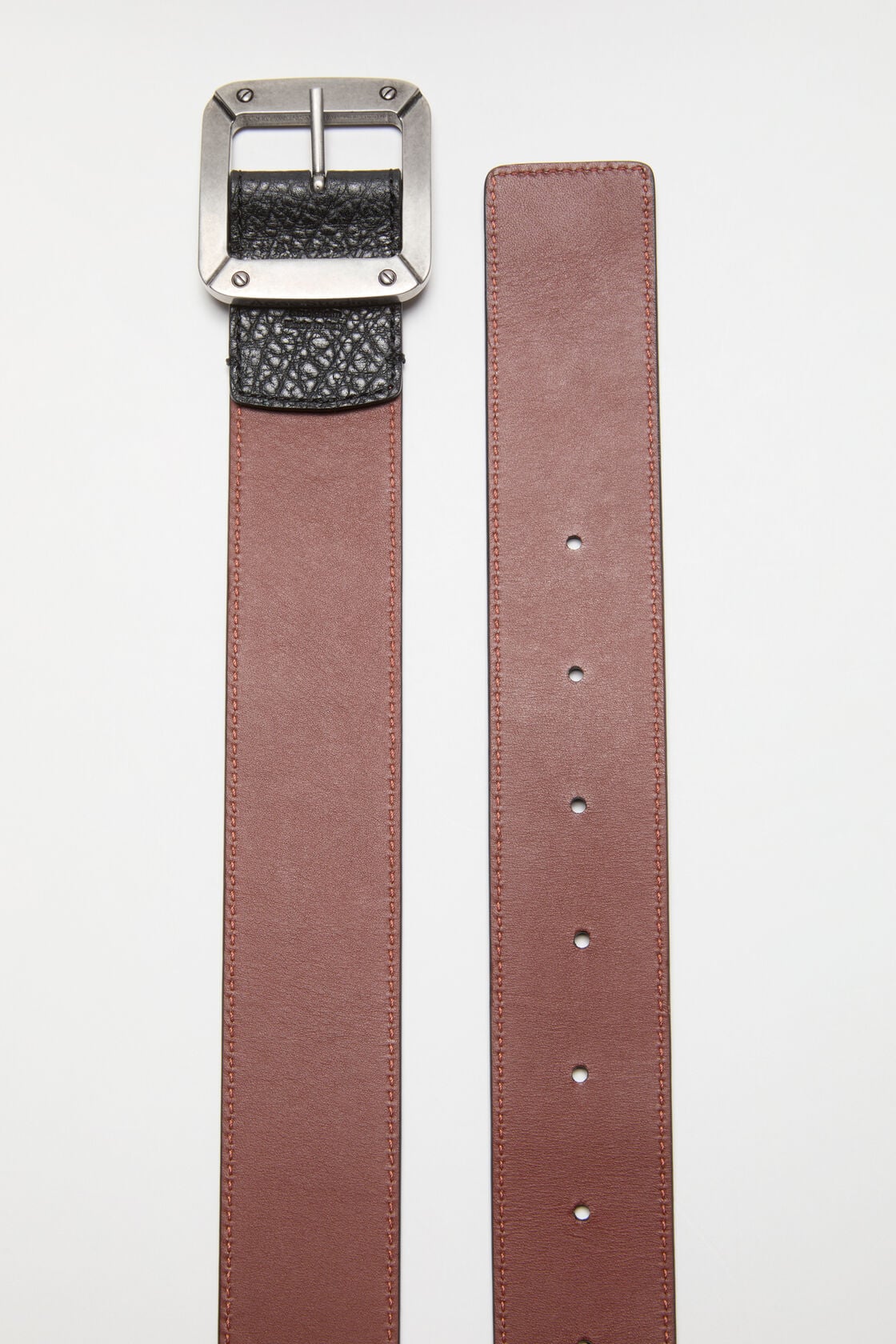 Reversible leather belt - Black/brown