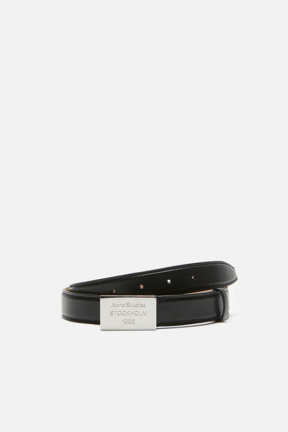 Engraved Logo leather belt - Black
