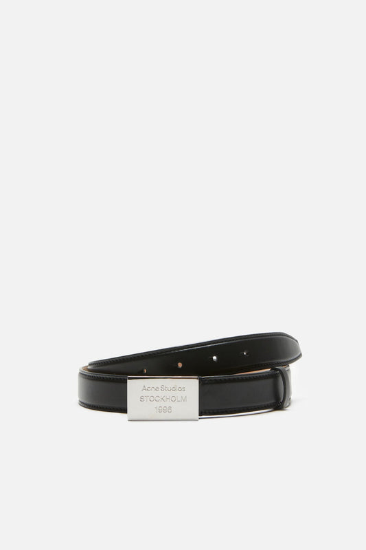 Engraved Logo leather belt - Black