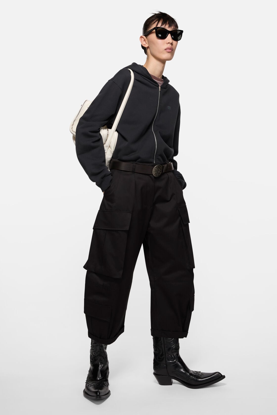 Logo leather belt - Black/camel