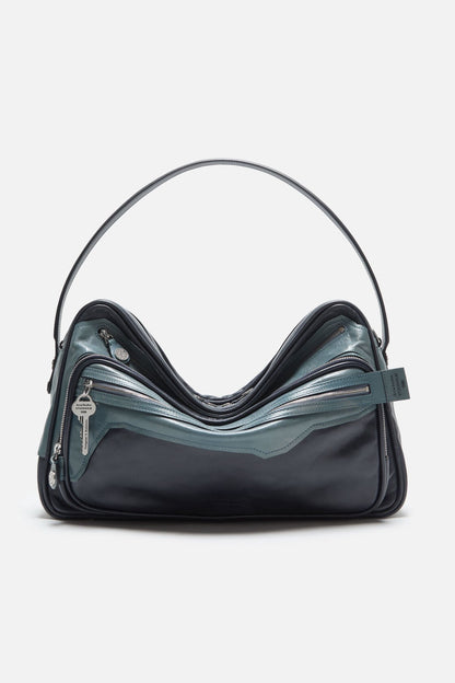 Patchwork Camero Camera Bag - Dark blue/bright blue