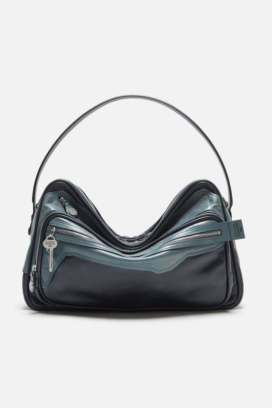 Patchwork Camero Camera Bag - Dark blue/bright blue