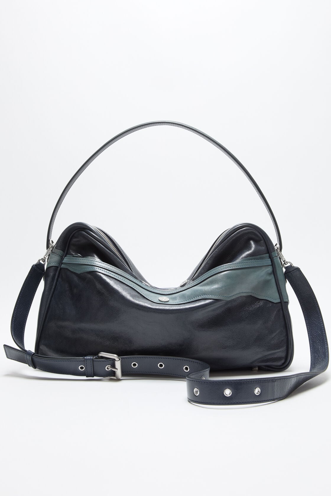 Patchwork Camero Camera Bag - Dark blue/bright blue