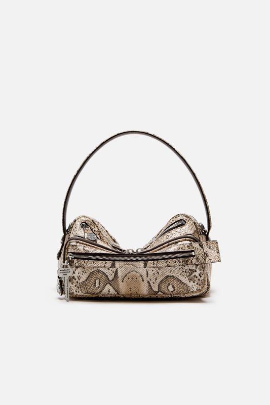 Camero Party snake-print bag - Beige Multi