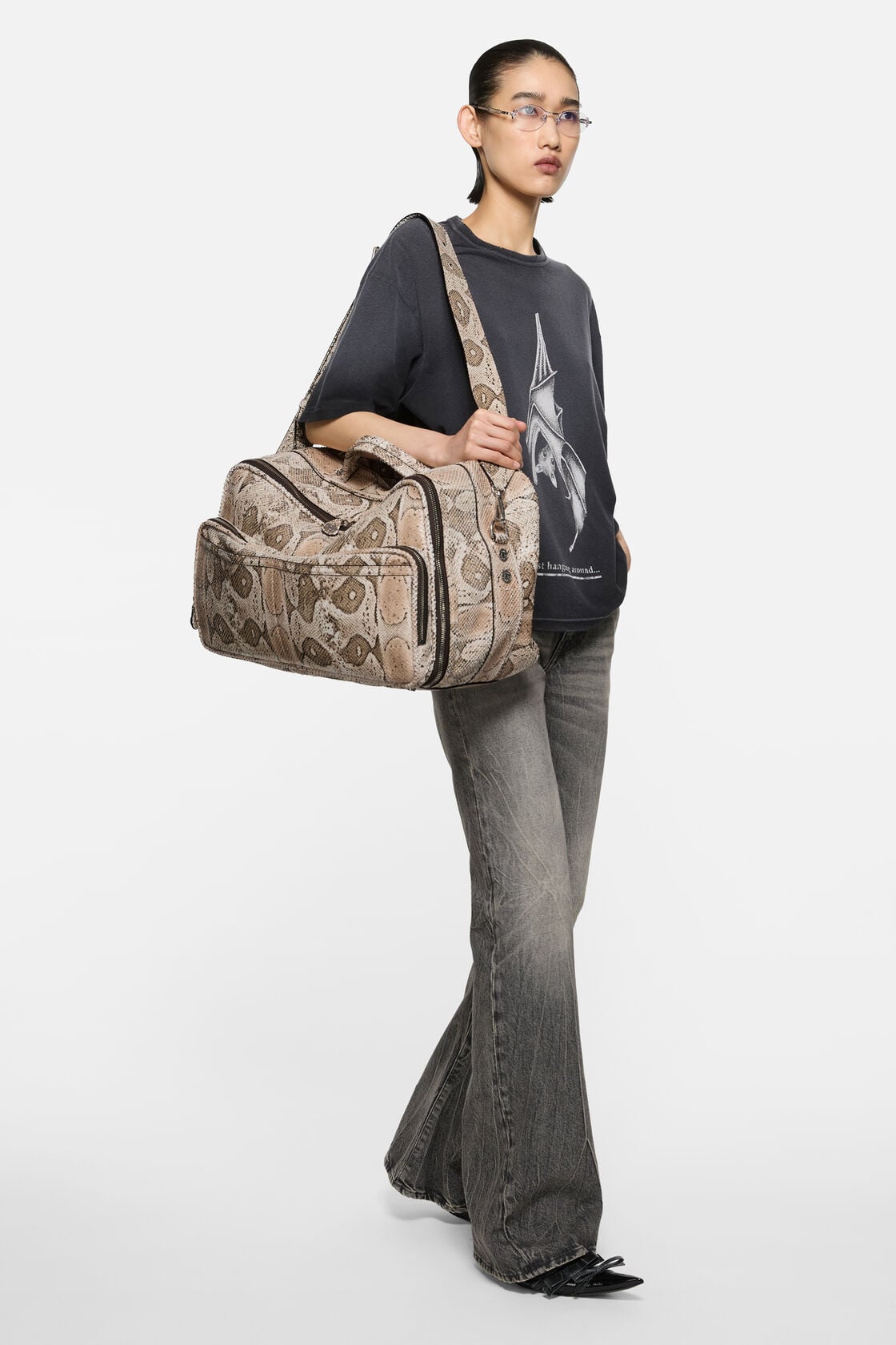 Camero snake print duffle bag - Beige Multi