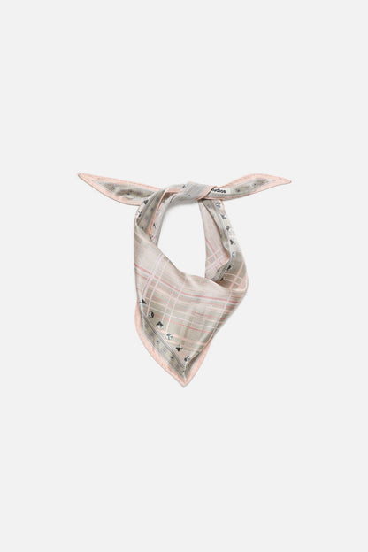 Checkered silk bandana - Pink/taupe