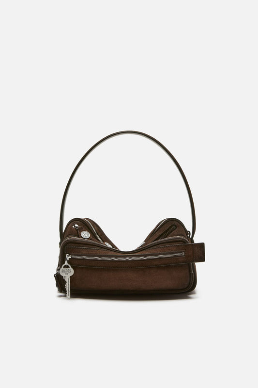 Camero Party Suede Shoulder Bag - Dark brown