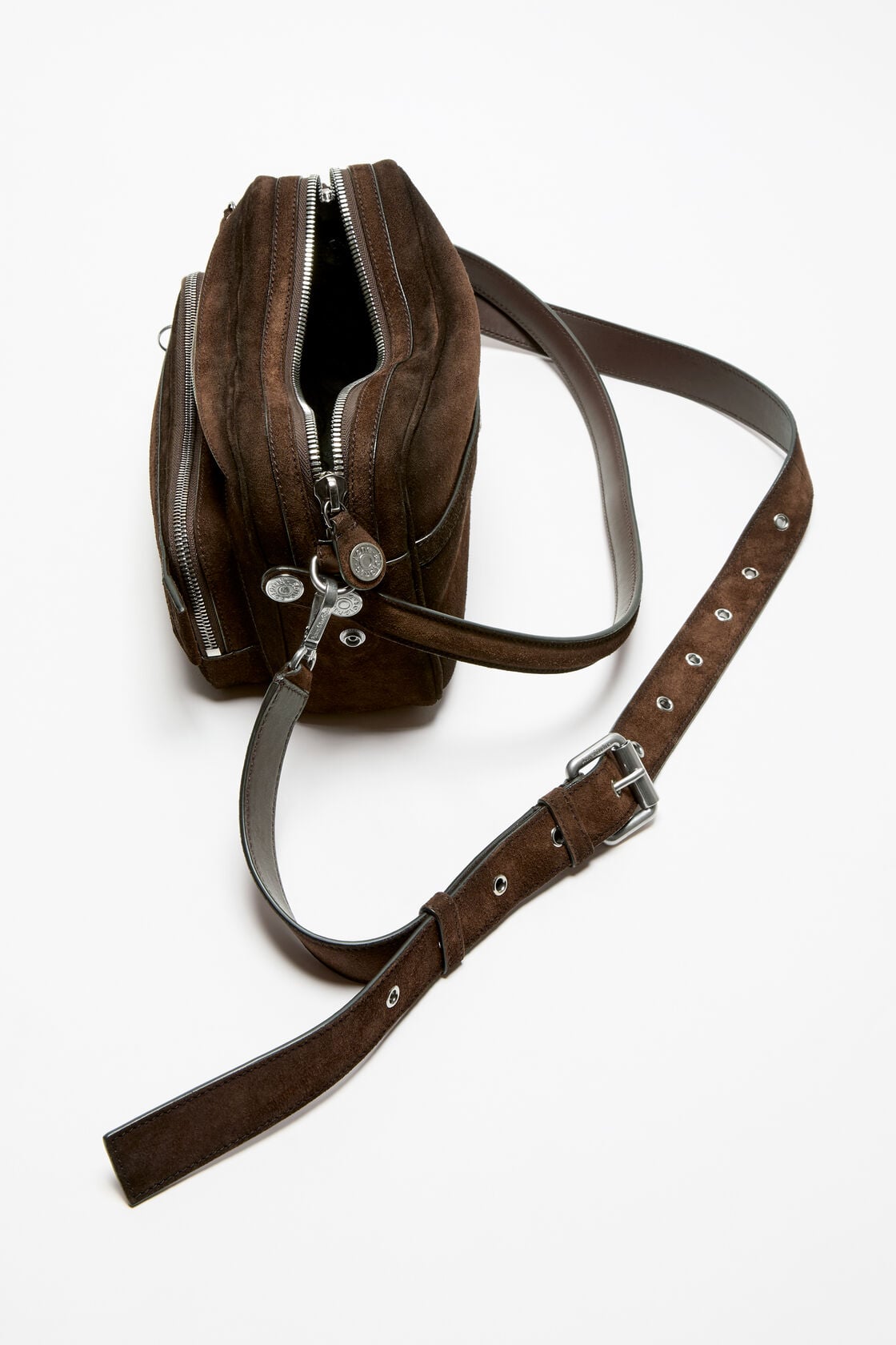 Camero Party Suede Shoulder Bag - Dark brown