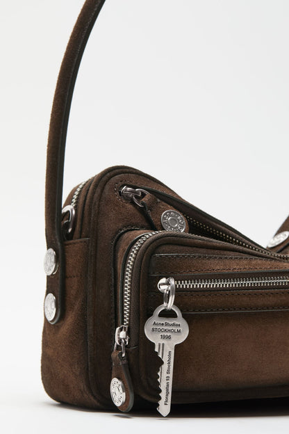 Camero Party Suede Shoulder Bag - Dark brown