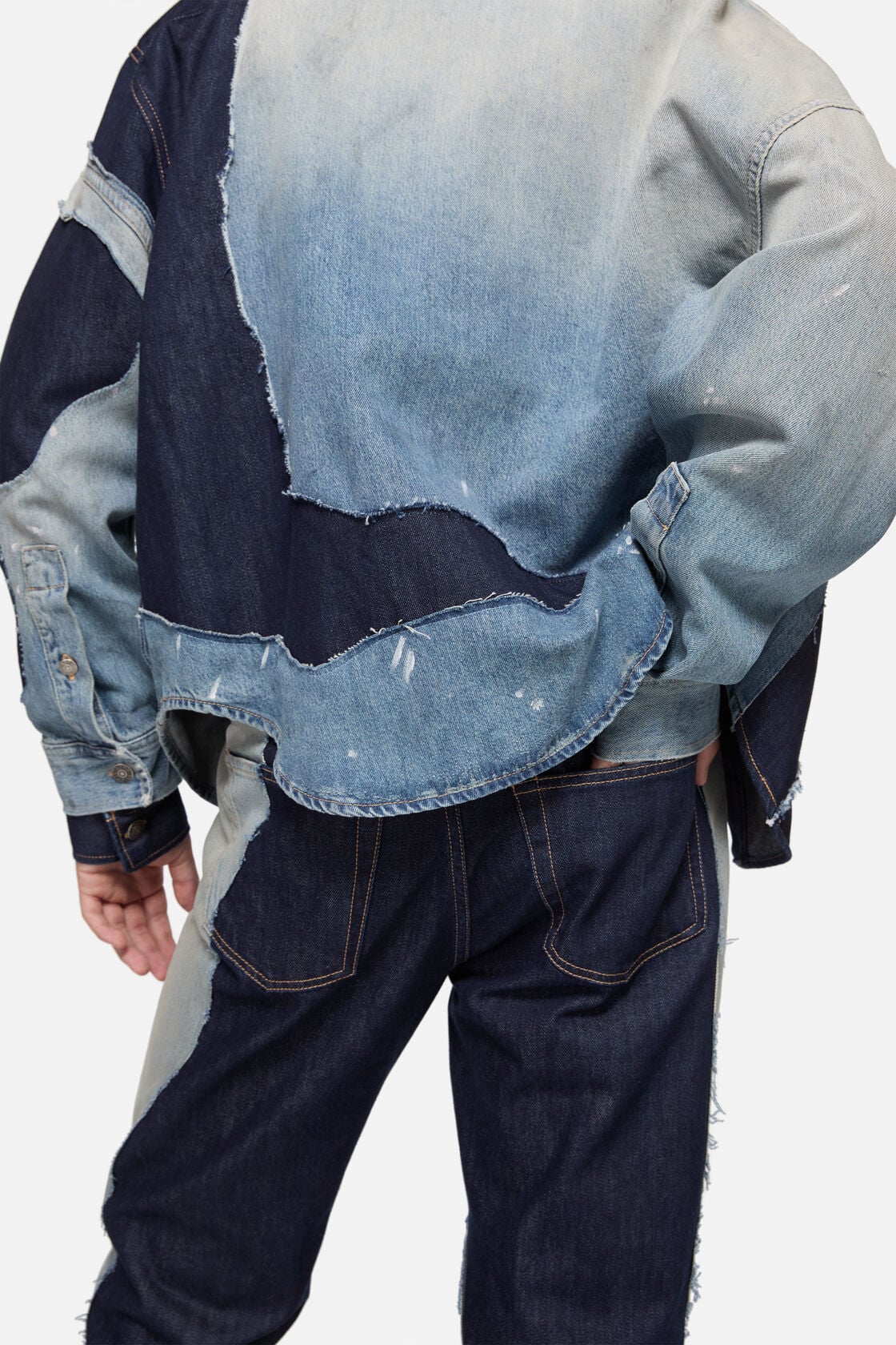 Patchwork Denim Shirt - Indigo/blue