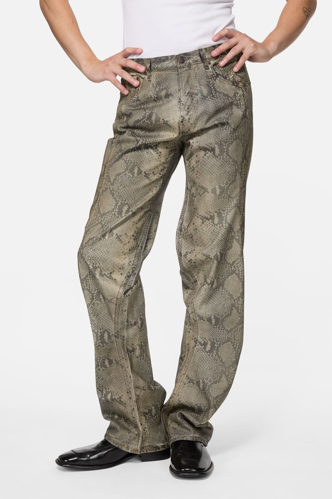 Twisted python print jeans - Multi brown