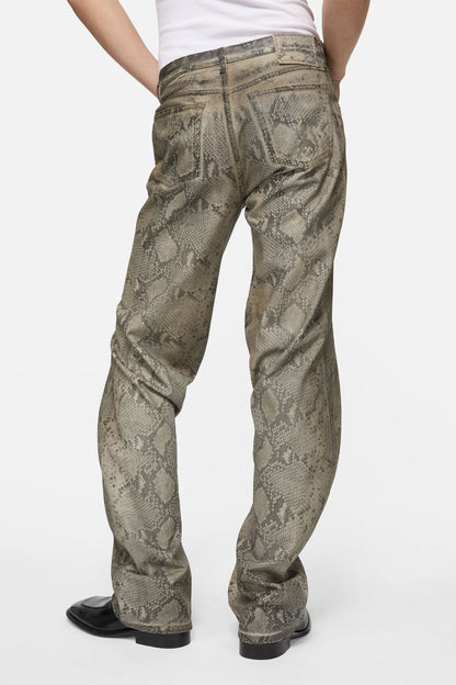 Twisted python print jeans - Multi brown
