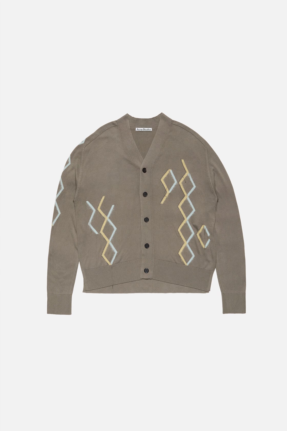 Argyle knit cardigan - Taupe Brown
