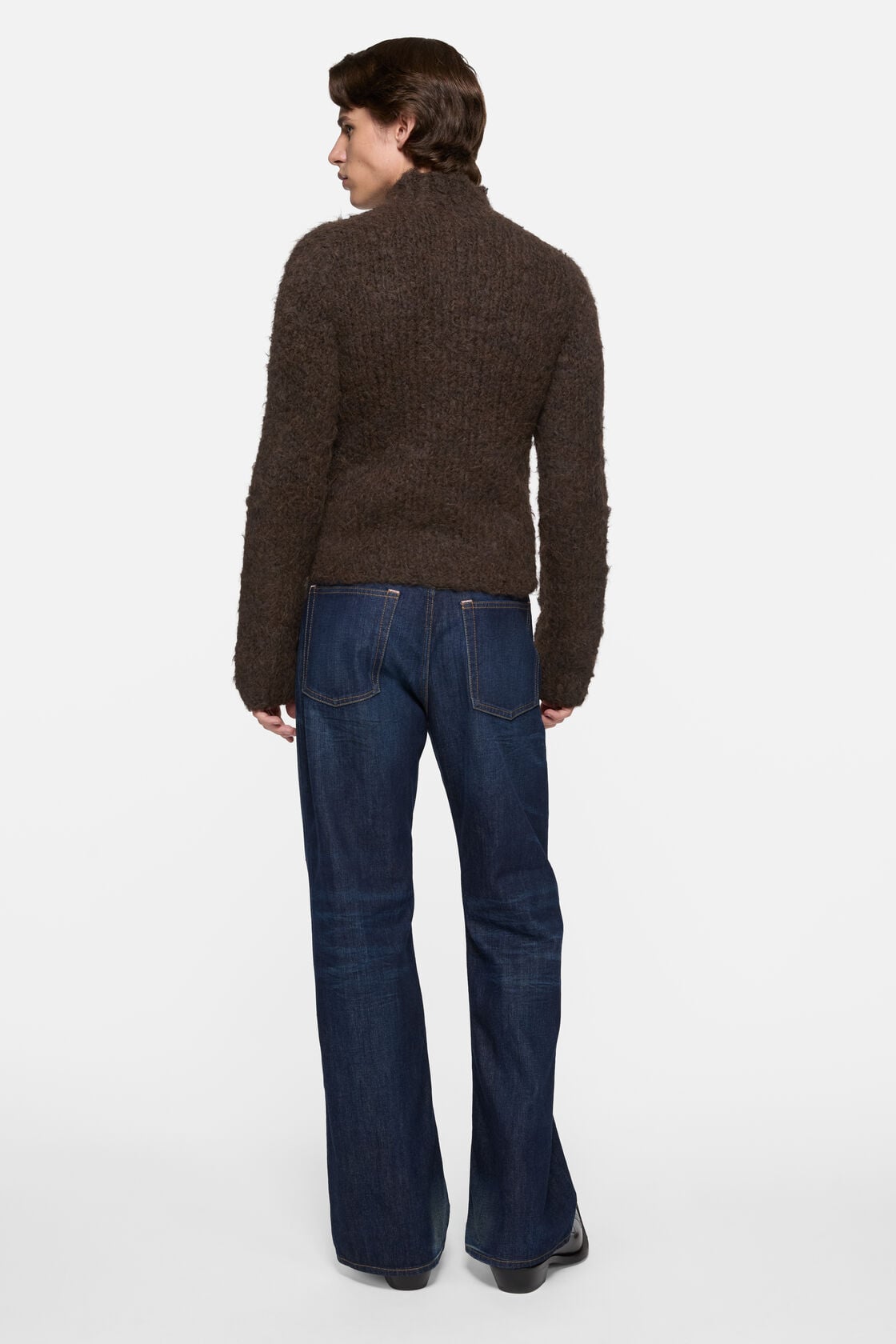 Hand-knit alpaca sweater - Dark brown