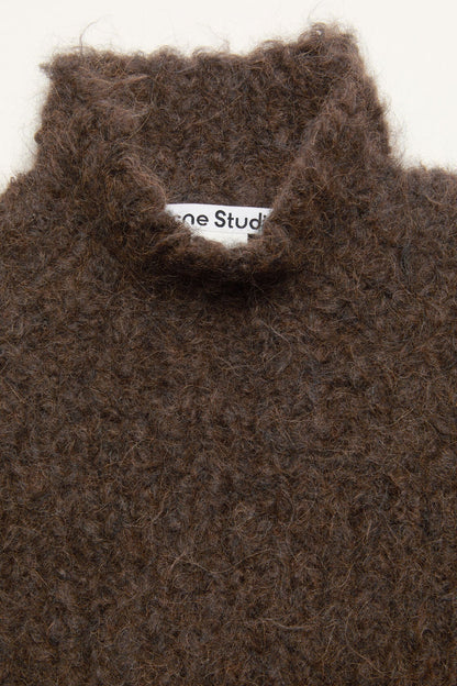 Hand-knit alpaca sweater - Dark brown