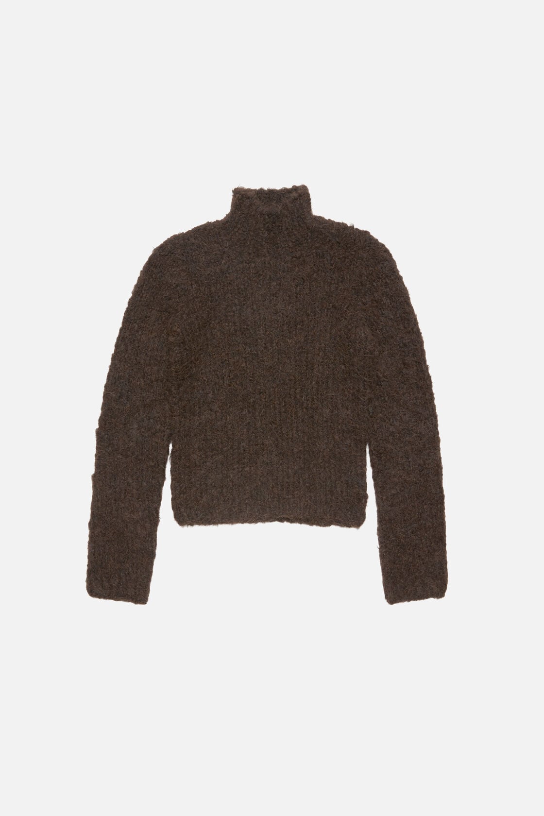 Hand-knit alpaca sweater - Dark brown