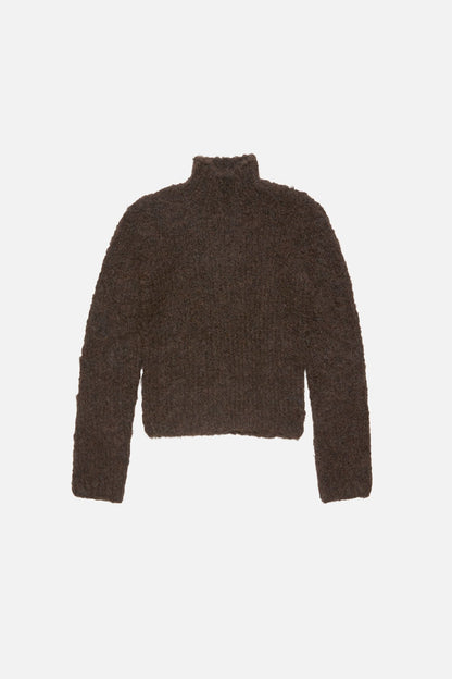 Hand-knit alpaca sweater - Dark brown