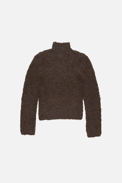 Hand-knit alpaca sweater - Dark brown