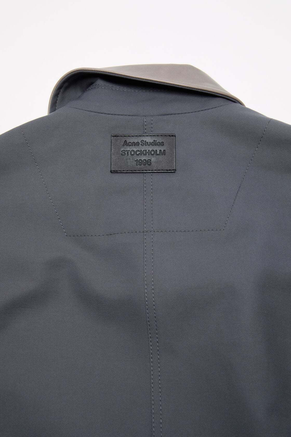 Bomber with leather collar - Carbon grey