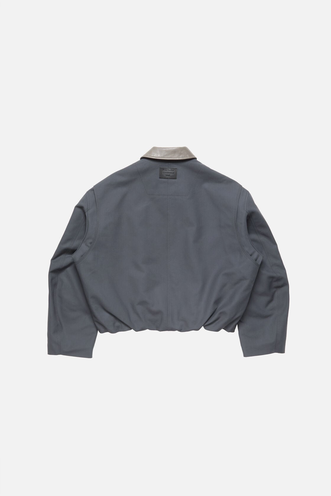 Bomber with leather collar - Carbon grey