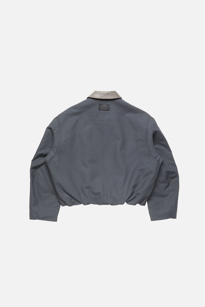 Bomber with leather collar - Carbon grey