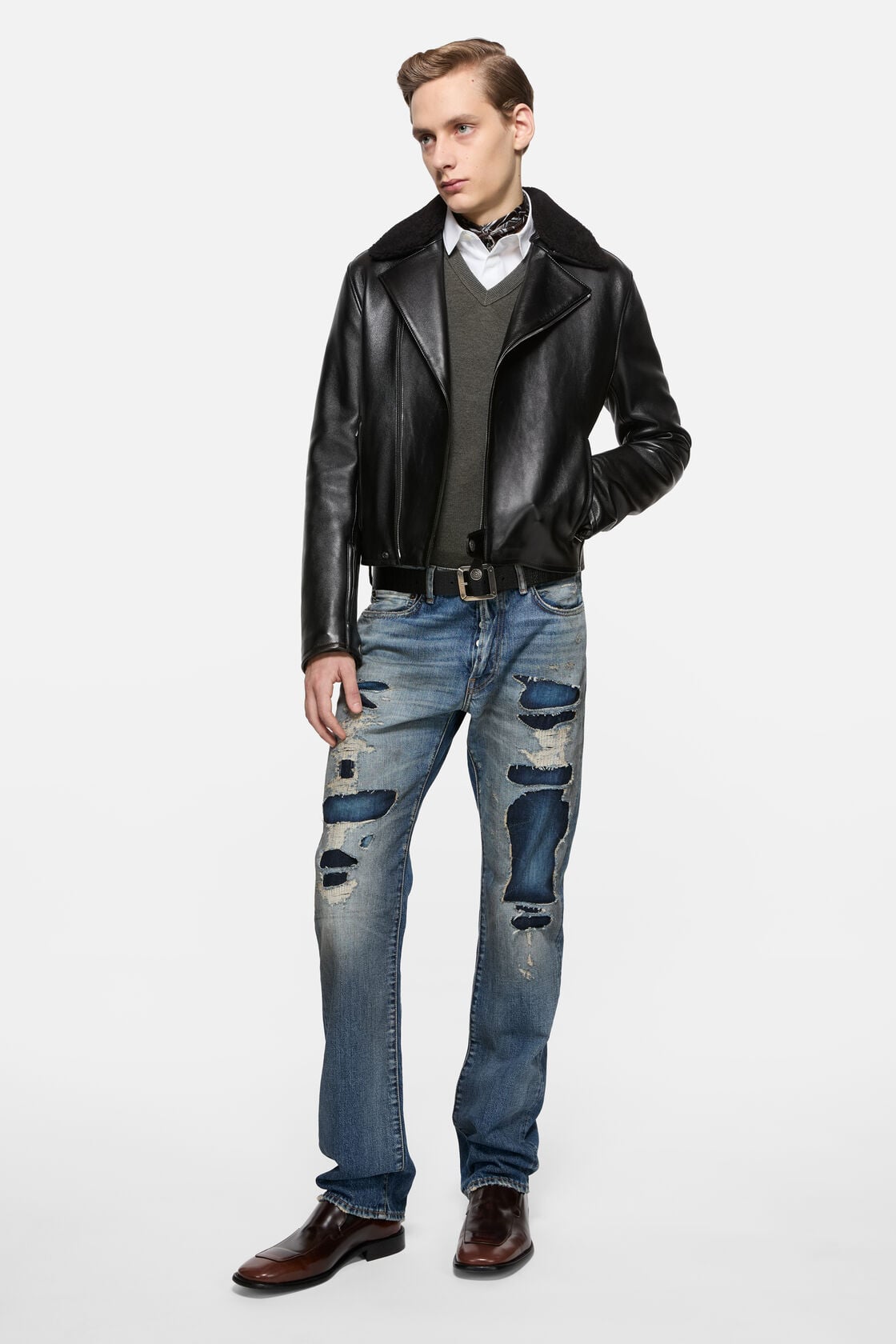 Leather biker jacket - Black
