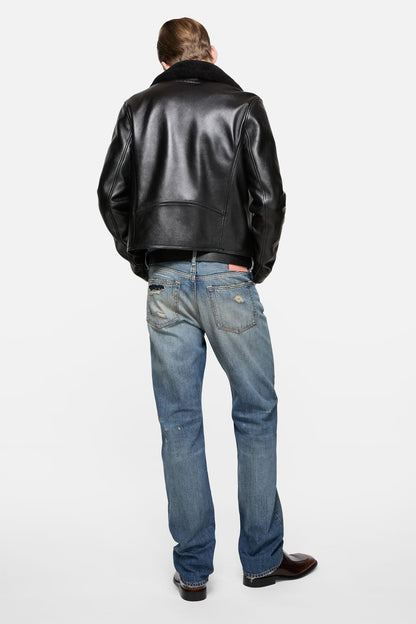 Leather biker jacket - Black