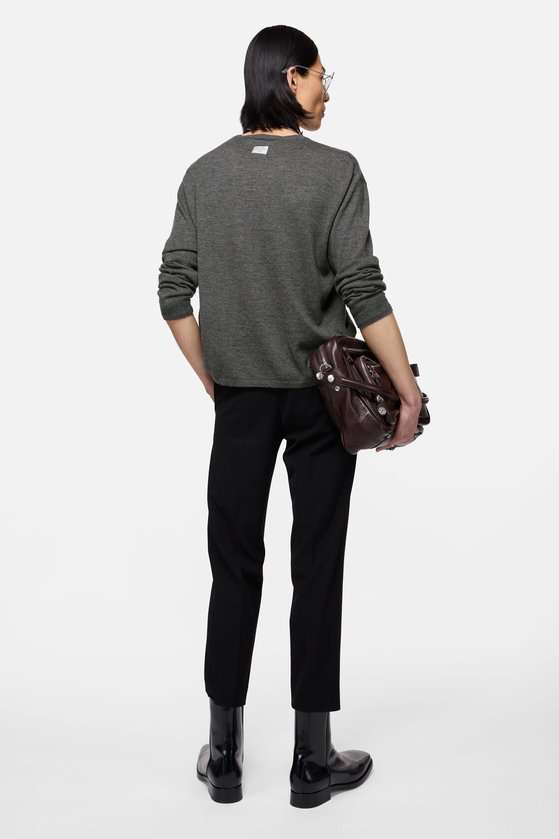 Cashmere knit sweater - Dark Grey Melange