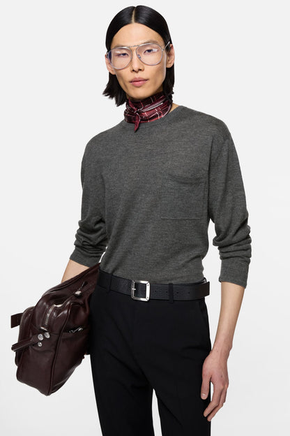 Cashmere knit sweater - Dark Grey Melange