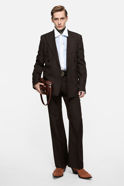 Tailored herringbone trousers - Chocolate brown