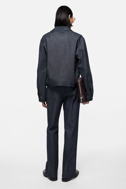 Branded selvedge denim jacket - Indigo blue