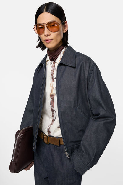 Branded selvedge denim jacket - Indigo blue