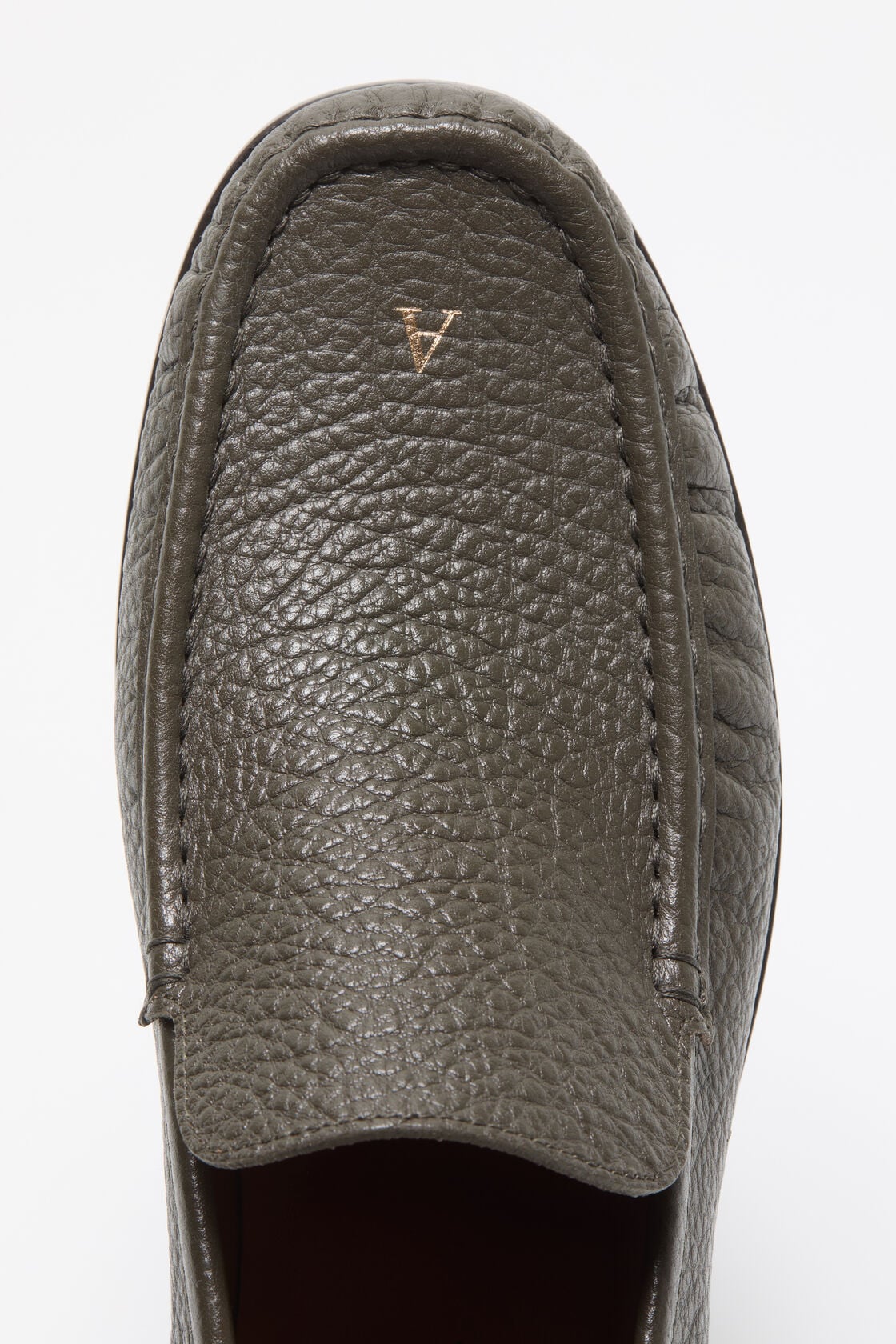 Grainy leather loafers - Khaki green