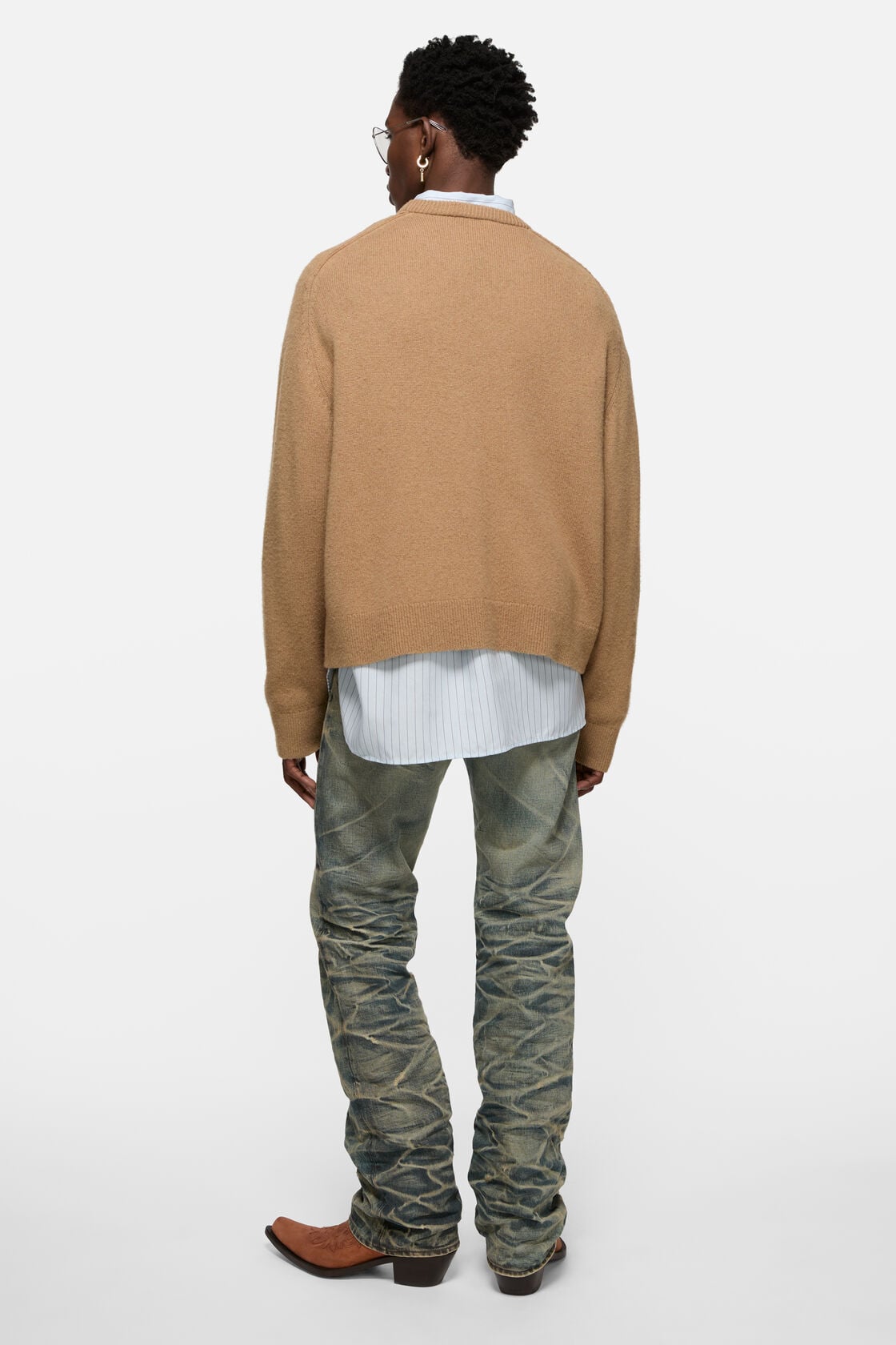 Camel hair v-neck sweater - Light camel