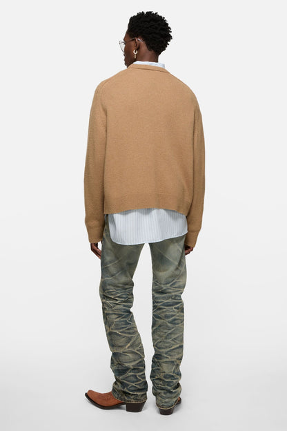 Camel hair v-neck sweater - Light camel