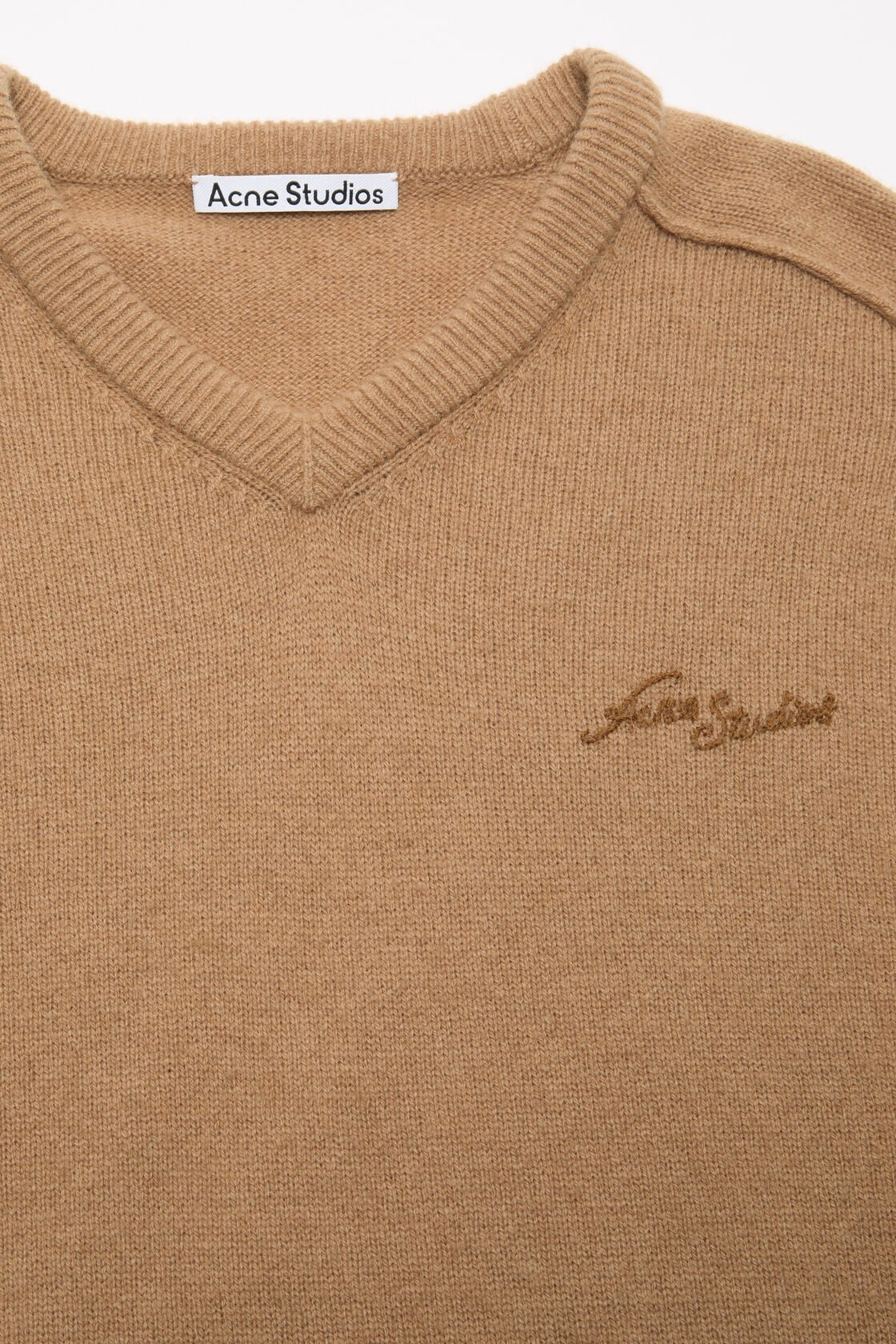 Camel hair v-neck sweater - Light camel