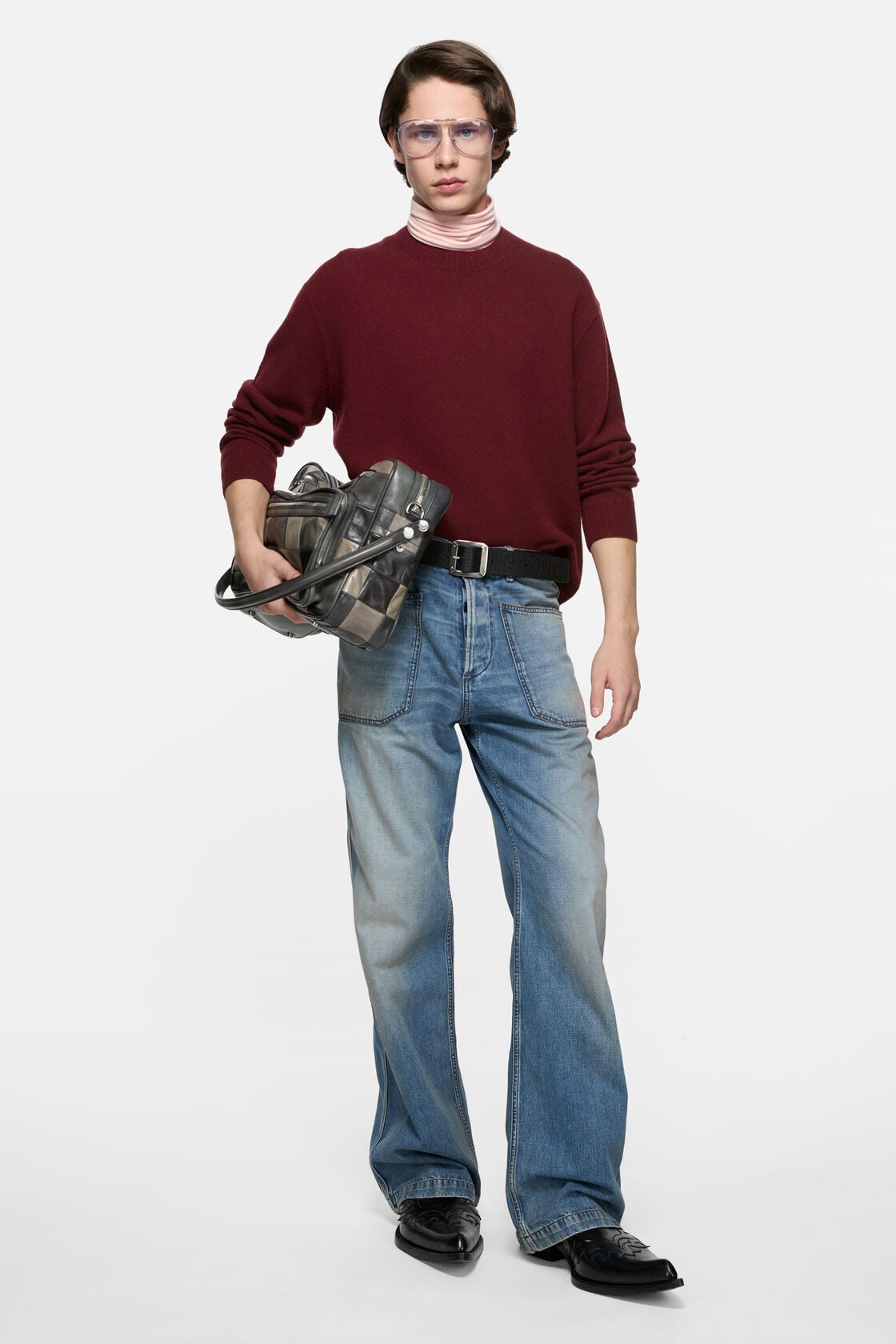 Cashmere sweater with logo - Dark red
