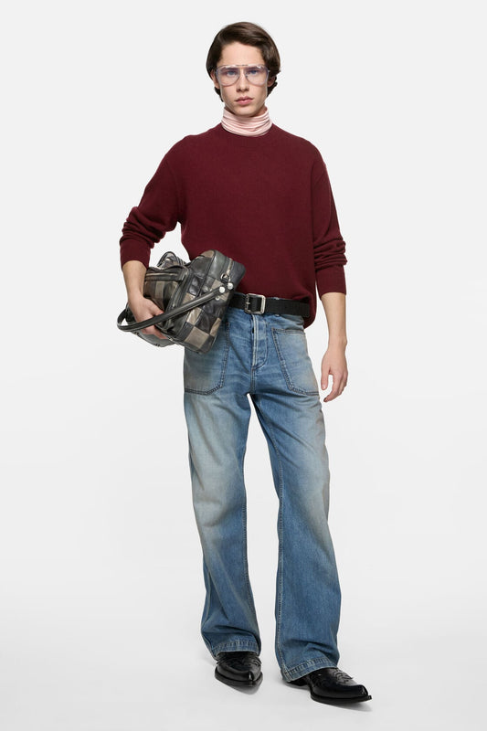 Cashmere sweater with logo - Dark red