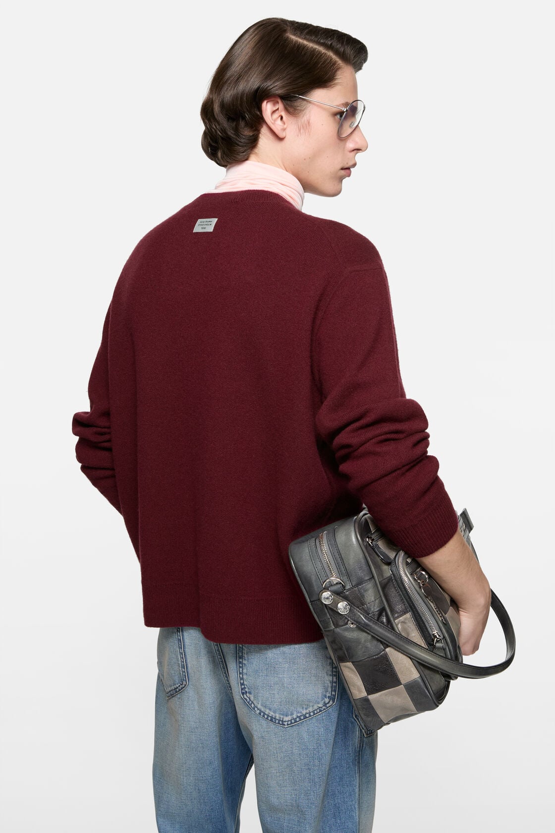 Cashmere sweater with logo - Dark red