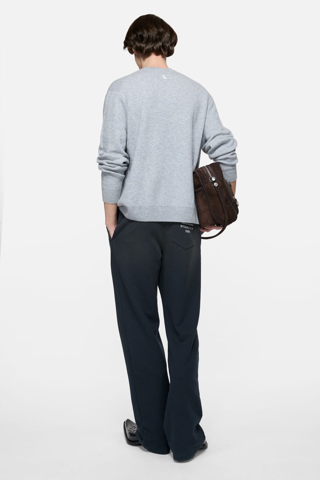 Cashmere sweater with logo - Cold grey melange