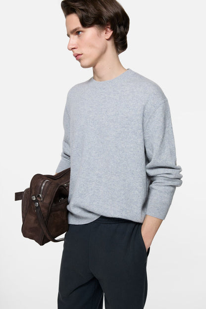 Cashmere sweater with logo - Cold grey melange