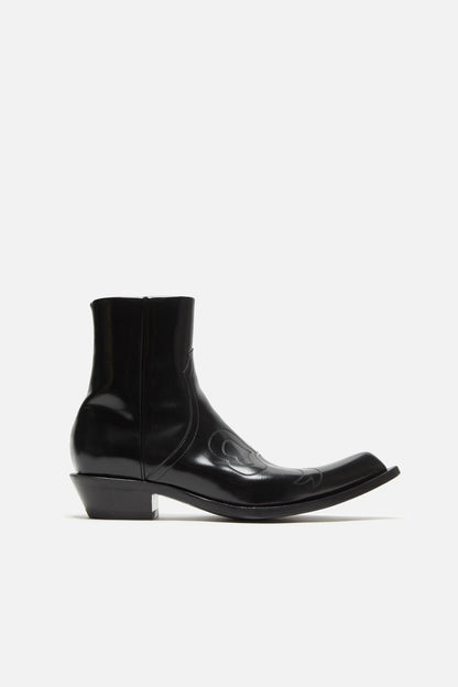 Pointed cowboy ankle boots - Black