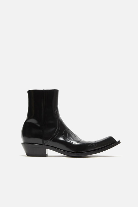 Pointed cowboy ankle boots - Black