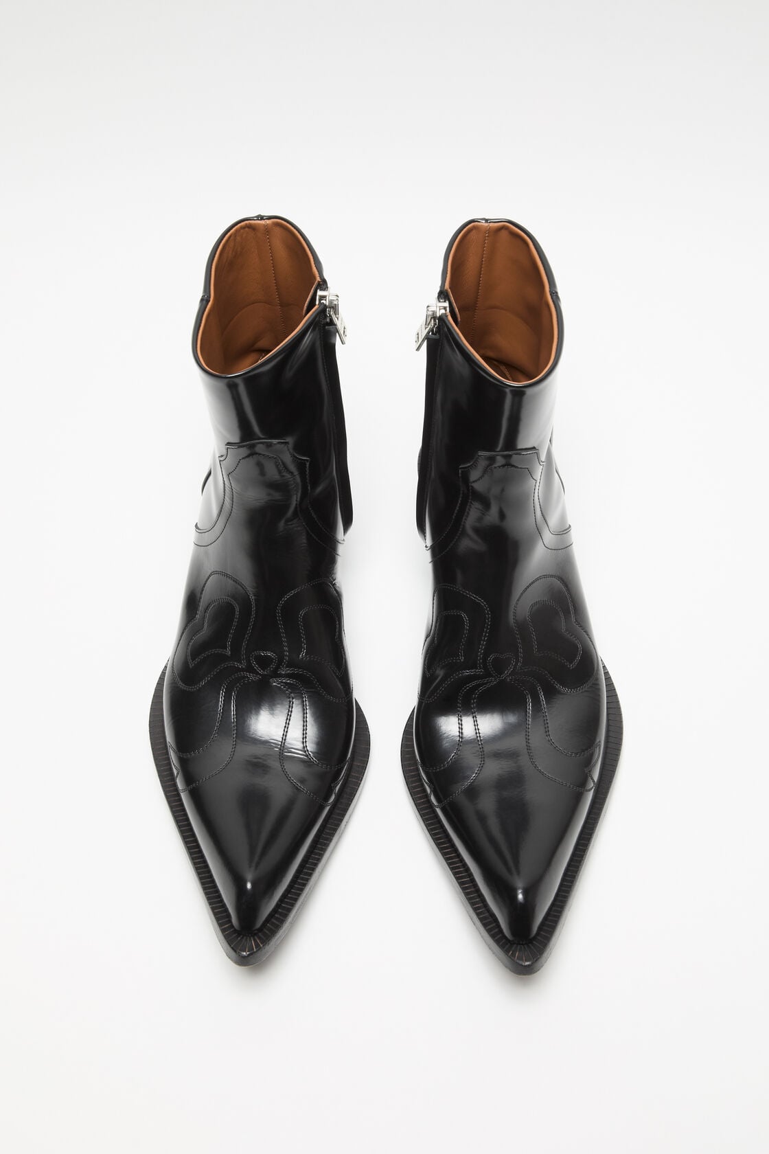 Pointed cowboy ankle boots - Black
